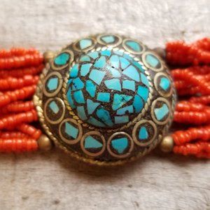 Vintage 1960s Oriental Style Beaded Bracelet